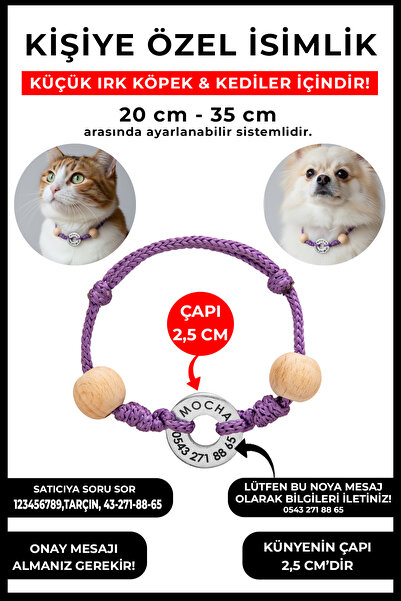 pasiole Kişiye Özel Yuvarlak Çelik İsimlik Kolye | Köpek ve Kedi için Hafif İ...