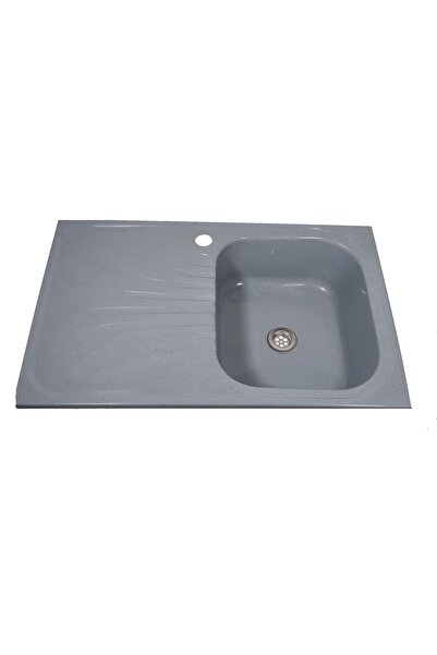 RAY Chiuveta bucatarie,din compozit,gri marmorat,80x50cm,montare blat,sifon inclus+Baterie monocomanda