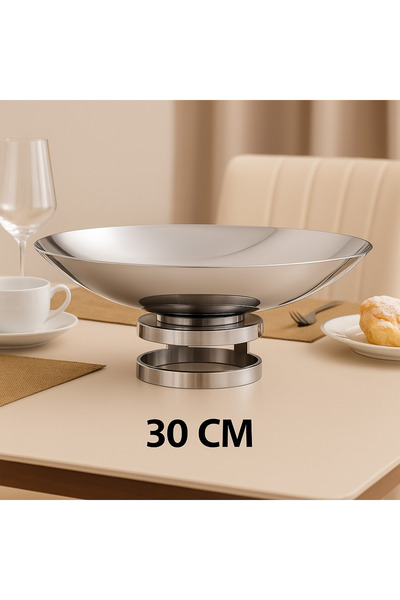 Dania 🍽️ صحن تقديم فاخر بمقاس 30×8 سم – قاعدة ستانلس ستيل عالية الجودة ✨
