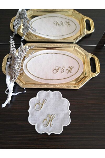 AFA TASARIM Kişiye Özel Harf Nakışlı Söz&Nişan Mendili, Tepsi Örtüsü, Damat K...