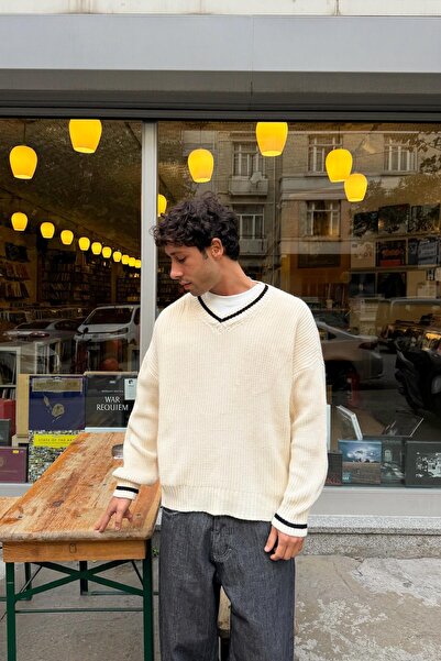 Flaw Wear Tricotaj cu decolteu în V Pulover Bej