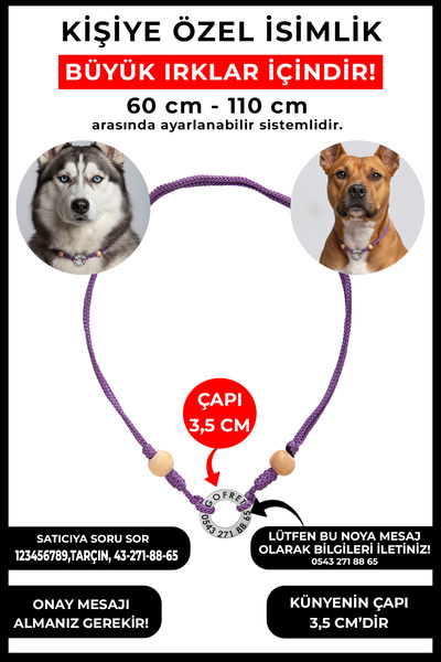 pasiole Kişiye Özel Yuvarlak Çelik İsimlik Kolye | Köpek ve Kedi için Hafif İ...