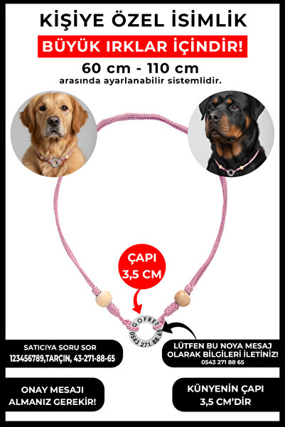 pasiole Kişiye Özel Yuvarlak Çelik İsimlik Kolye | Köpek ve Kedi için Hafif İ...