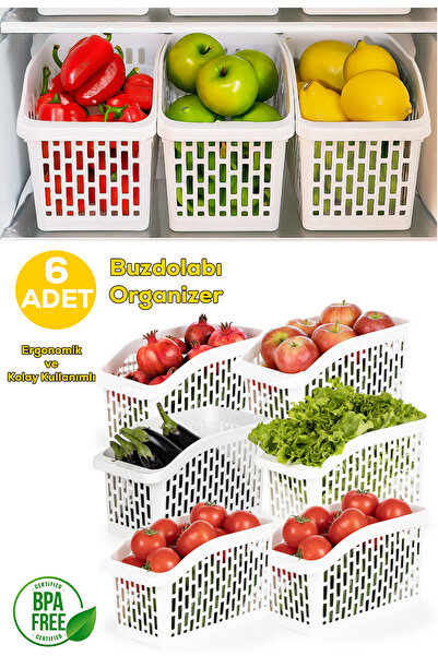 Porsima Org-23 6-Piece Multi-Purpose Plastic Closet Organizer Storage Box Organizer Basket - White