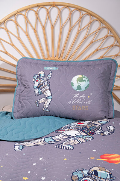 Clasy Aran Textile 100% Cotton Youth Bedspread-space Anthracite