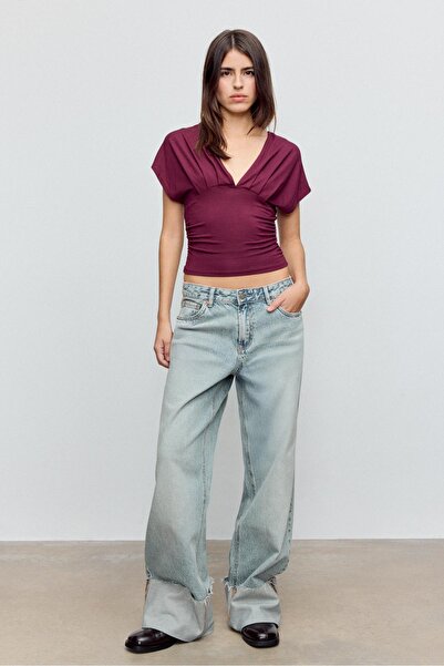 Stradivarius Top with gathered V-neckline