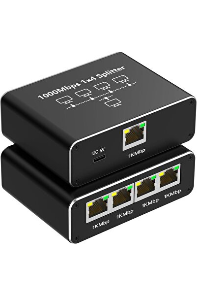 Epilons Ethernet Splitter 1X4 4 Port Ethernet Çoklayıcı 1000Mbps Cat5 Cat6 Rj...