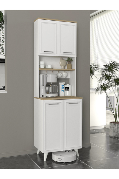 dorpek 2 Kapaklı Mutfak Dolabı Kahve Köşesi Çok Amaçlı Dolap Beyaz - Rota 60 Cm | Potter