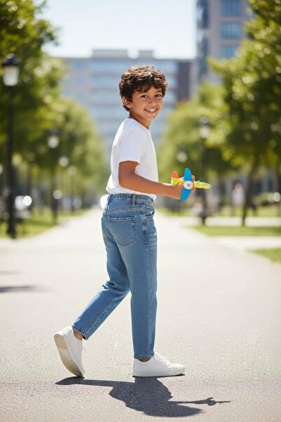 ASL GOLF CLUB Pantaloni obișnuiți din denim din bumbac albastru închis pentru băiat