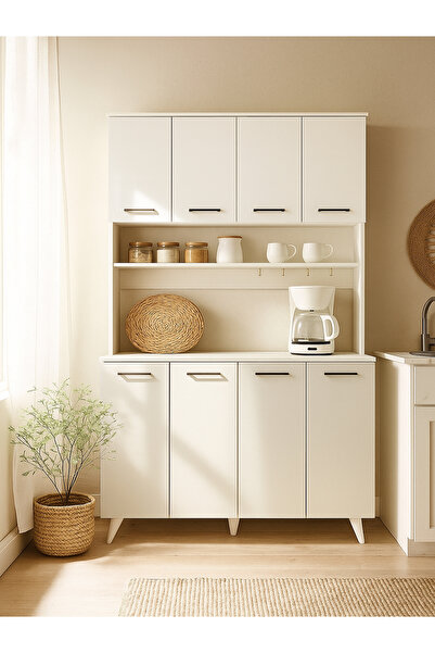 dorpek Real Mutfak Dolabı Kahve Köşesi Çok Amaçlı Dolap Beyaz 120 cm