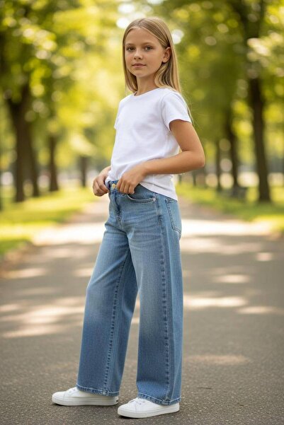 ASL GOLF CLUB Modré dívčí rovné bavlněné džínové kalhoty