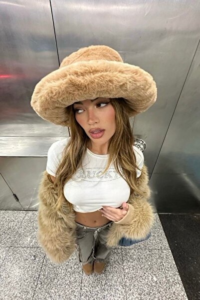 keisy Thick Plush Kalpak Premium Women's Hat (Camel Color)