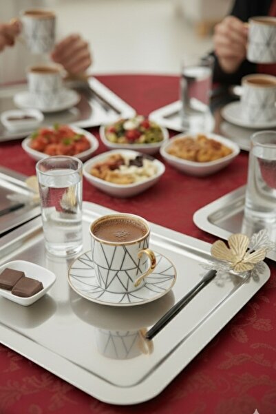 JASPER 2 Piece Stainless Steel Square Coffee Tray with Butterfly Accessory Luxury Presentation