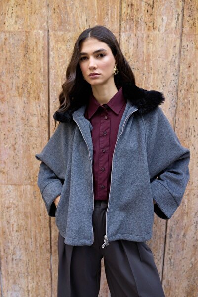 Suziş Collar Fur Coat Without Lining 9596