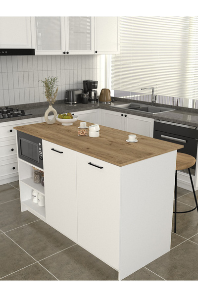 dorpek Peres Mutfak Ada Mutfak Dolabı Çok Amaçlı Ada Dolap 150cm Beyaz