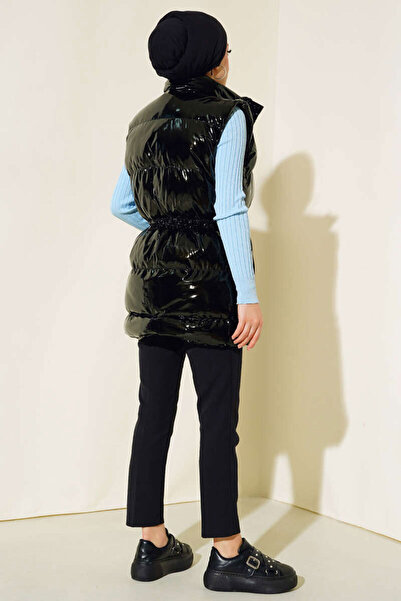 Bigdart T10233 Hooded Long Hijab Vest - Black