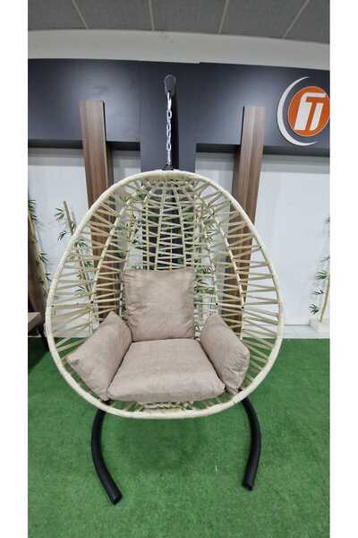 Furnivex Makrome El Örgülü Hamak Salıncak Tek Kişilik Fındık Salıncak Antrasit