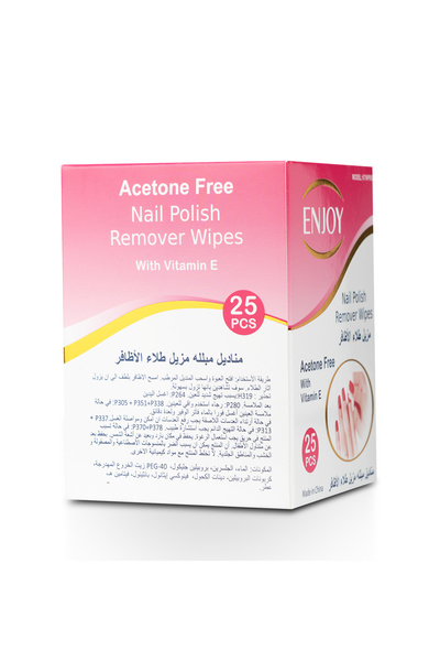 Enjoy Nail Polish Remover Wipes 25 Pcs | Acetone-Free, Vitamin E, Moisturizing, Travel-Friendly