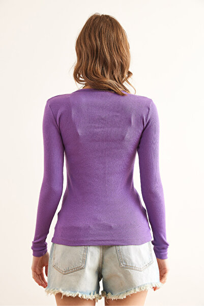 Olalook Γυναικεία Μωβ Καρό Καμισολ Μπλούζα BLZ-19000588