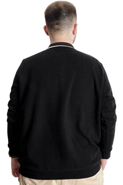 ModeXL Μαύρο ανδρικό πόλο φούτερ μεγάλου μεγέθους - Thessaloniki Horse 23440