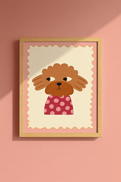 Minia Tablou cu ramă din lemn popdle dog