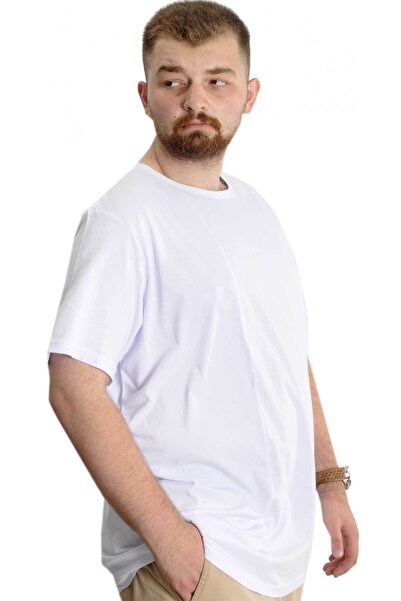 ModeXL Mode XL Large Size Men's T-Shirt Bis Collar Fragmented 23133 White