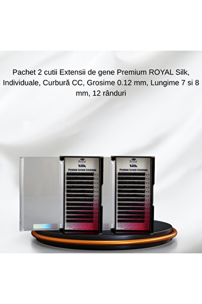 Royal Pack of 2 Boxes of Premium Silk Eyelash Extensions – CC, 0.12 mm, Lengths 7-8 mm
