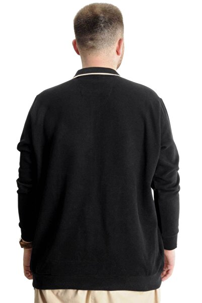 ModeXL Ανδρικό Polo Sweat - Plus Size, Thessaloniki Horse, Μαύρο 23442
