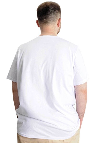 ModeXL Mode XL Large Size Men's T-Shirt Bis Collar Fragmented 23133 White