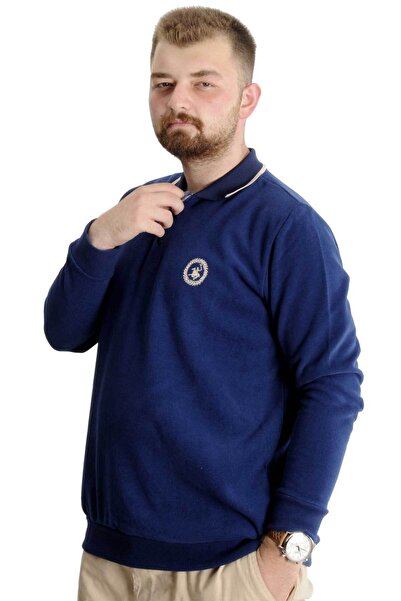 ModeXL Mode Xl Large Size Men's Sweat Polo Thessaloniki Horse 23440 Indigo