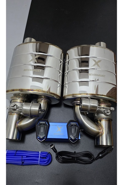 OEM RevXhaust Set de 2 tobe de eșapament sport din oțel inoxidabil cu clapetă de vid 76 mm