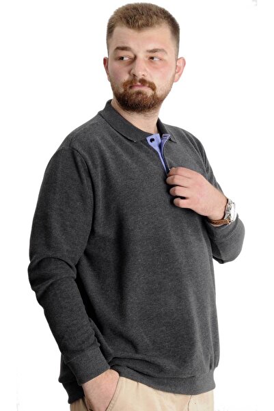ModeXL Plus Size Men's Sweat Polo Thessaloniki Classic Sport 23444 Antramelange
