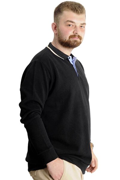 ModeXL Ανδρικό Polo Sweat - Plus Size, Thessaloniki Horse, Μαύρο 23442