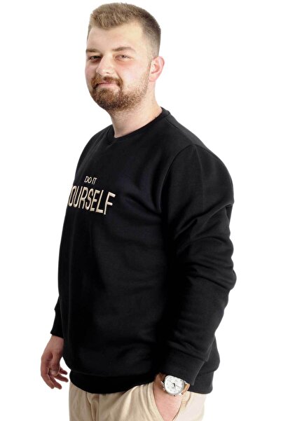 ModeXL Ανδρικό μπλουζάκι Mode Xl Plus Size Do It Yourself 23168 Μαύρο