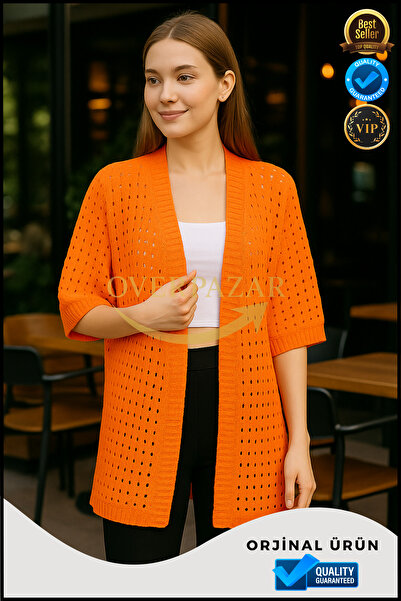 Overbazaar Bodyless Knitwear Cardigan - Perforated and Buttonless