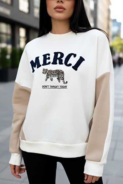 Mossta Tiger Embroidered Raised Sweat White