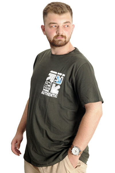 ModeXL Mode Xl Large Size Men's T-shirt Bis Collar Authentic 23140 Khaki