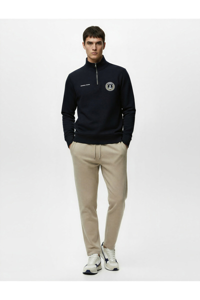 Koton Straight Fit Pike Fabric Pocket Detailed Relaxed Cut Waist Lace up Trousers