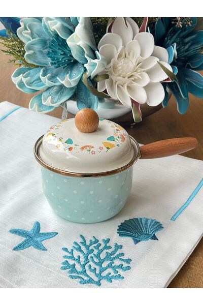 ROSSEV Enameled Green Polka Dot Sauce Pan 12 CM