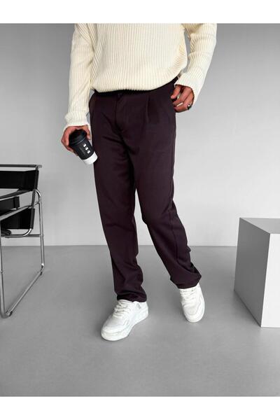 ablukaonline Men's Baggy Fit Elastic Waist Comfortable Pants Plum