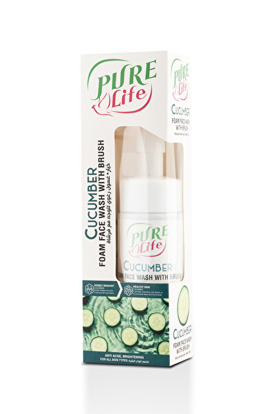 Enjoy غسول الوجه الرغوي بالخيار من بيور لايف مع فرشاة - مرطب ومنعش ومنظف عميق - 150 مل