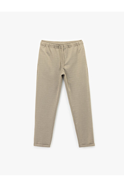 Koton Straight Fit Pike Fabric Pocket Detailed Relaxed Cut Waist Lace up Trousers