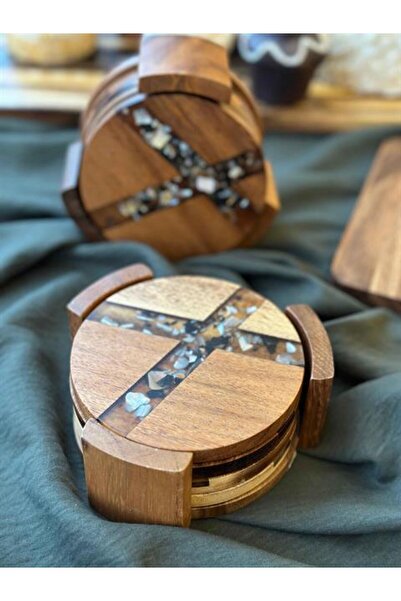 ROSSEV Acacia Tea-Cup Holder Set of 4