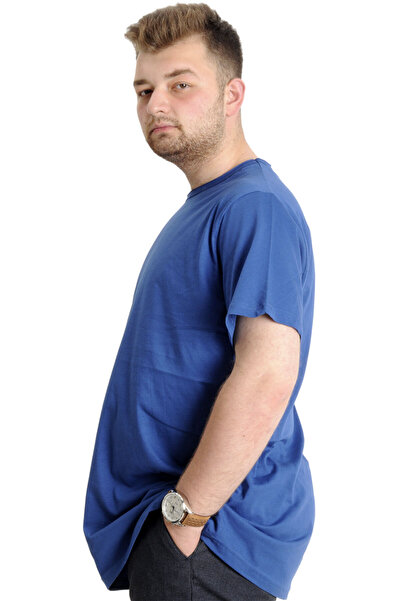 ModeXL Mode Xl Large Size Men's T-shirt Dirty Collar Basic 23035 Indigo