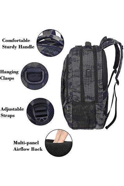 halber Rucsac Laptop, halber, Pro, Style & Storage, 15.6 inch, Camuflaj Gri