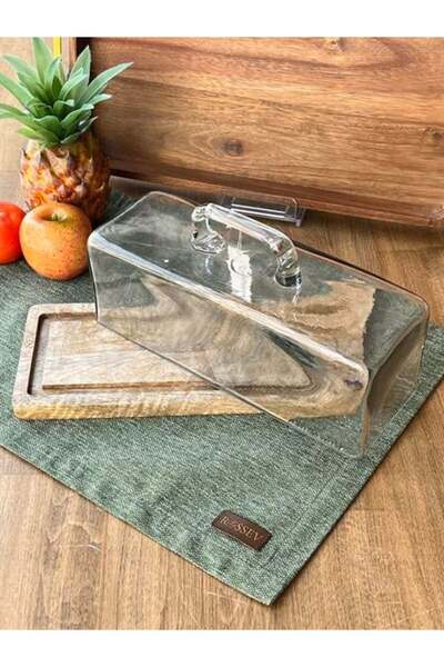 ROSSEV Madera Rectangular Cake Storage Jar