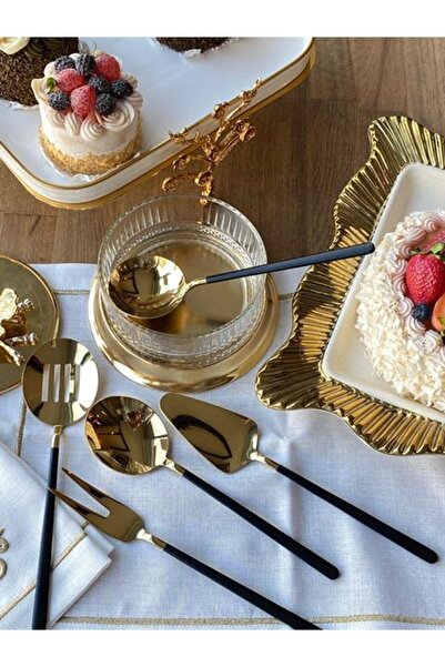 ROSSEV Allegra Black Gold 5 Piece Serving Spoon Set