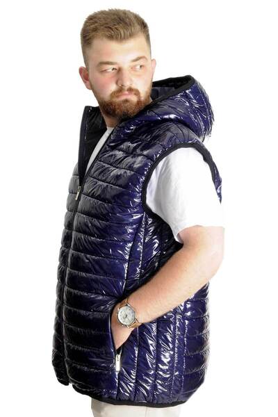 ModeXL Mode Xl Large Size Men's Vest Hooded Quilted 23707 Indigo