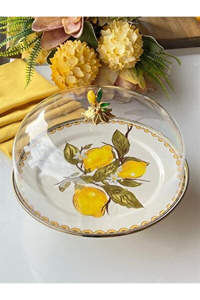 ROSSEV Amarillo Enamel Footed Cake Dome
