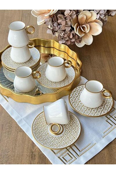 ROSSEV Olympos Gold Çay Fincan Takımı 6 Kişilik 12 Parça
